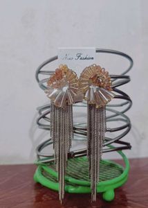 Elegant Beaded Tassel Dangle Statement Earrings