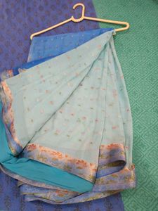 Blue Chiffon Saree