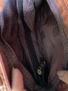 New Brown Pleated Leather Shoulder Bag