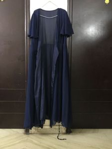 Navy Blue Wrap Maxi Size M Length 57 Inches