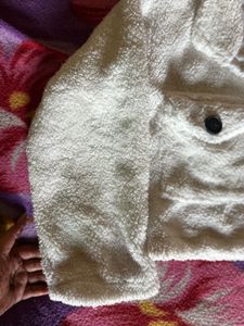 White Teddy Bear Crop Jacket