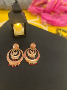 Elegant Red &amp; Gold Earrings