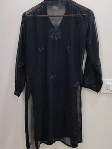 BLACK CHIKANKARI KURTA
