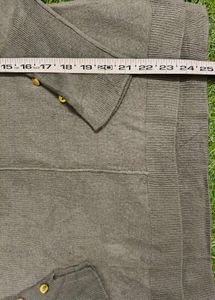 Imported Olive Green V-Neck Sweater