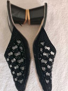 Glamour Black Embellished Mules