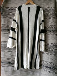 Black WHITE Knitted LONG SWEATER Dress