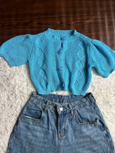 Cute Puffed Sleeves Top