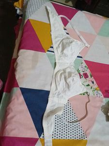 White Embroidered Comfort Bra