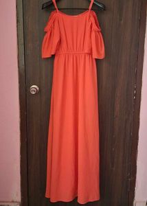 Chic Orange Maxi Dress🍂