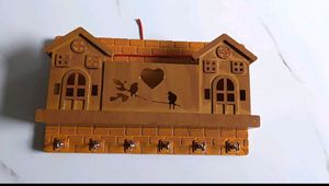 6 Hooks House Design Wooden Keys Stand for Entrywa