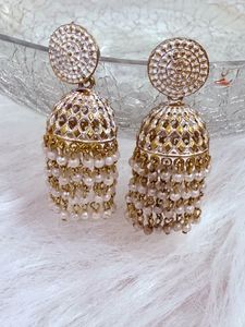 White Pearl & Golden Earrings