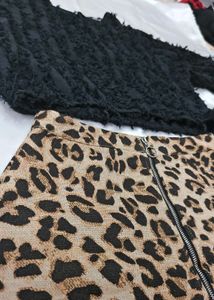 Leopard Mini Skirt &amp; Black Top Set