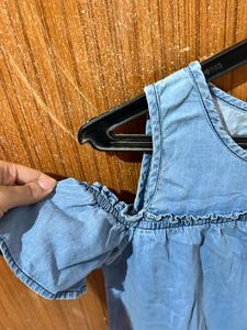 Cute Denim Cold Shoulder Dress