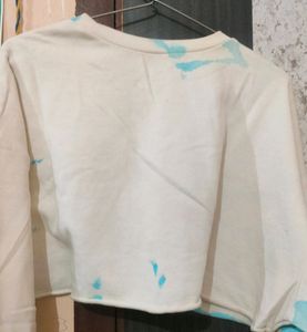 H&amp;M White Cropped Sunday Soul Hoodie