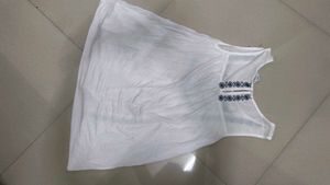 White Embroidered Sleeveless Top