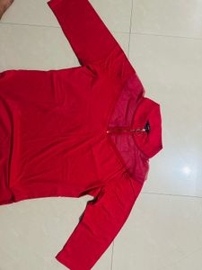 Elegant Red AJIO Dress with Zip Neck – ₹700 Only!