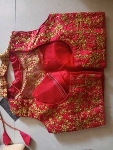 Red Embroidered Blouse Collar work♥️✨