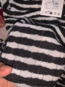 Zara Striped Knit Polo Top