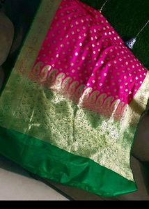 Beautiful Rani pink silk saree