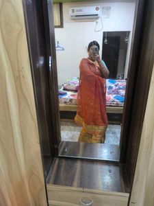 Yellow And Red Rajasthani Tie-dye Saree.
