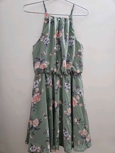 Imported Green floral Midi(frock)