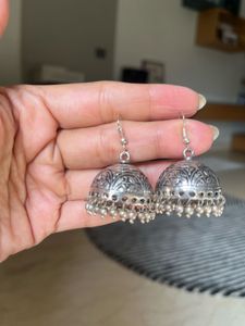 Oxidized Silver Jhumkas