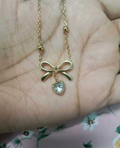 Bow Heart Pendant Necklace