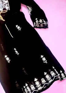 Embroidered Black Mini Dress