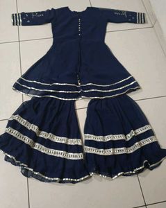 Elegant Navy Blue Gharara Suit with Dupatta