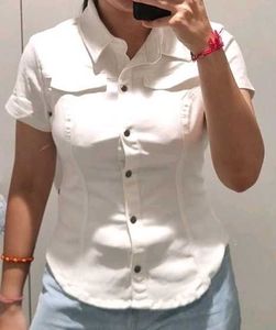 Stylish White Denim Shirt