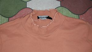 Peach-Coloured High-Neck Top