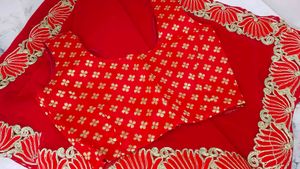 Lotus Border Red Saree