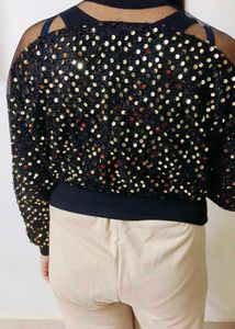 Sequin Sheer Sleeve Top