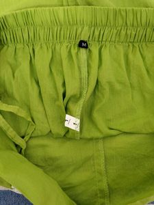 Green Lace Trim Leggings