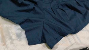 Navy Blue Pleated Mini Shorts