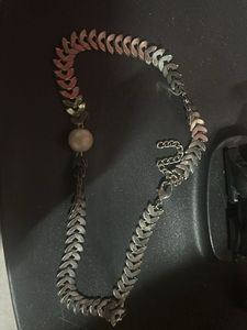 Silver Herringbone Pearl Necklace