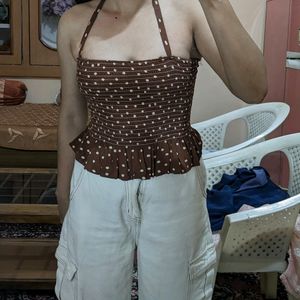 Brown Polka Top