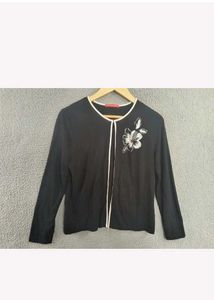 Chic Black Floral Cardigan