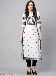 White Embroidery Kurta For Women
