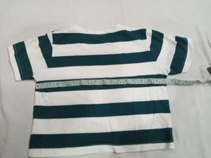 White-green Strip Crop Top