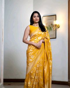 Elegant Yellow Banarasi Silk Saree