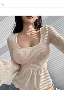Beige Peplum Top