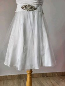 White Dress with Tulle Skirt