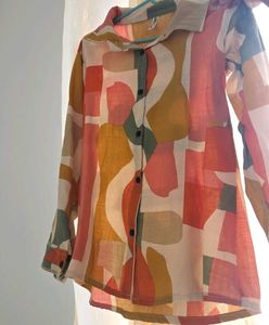 Abstract Print Button-Down Shirt