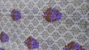 Violet Cotton Saree With Golden Border