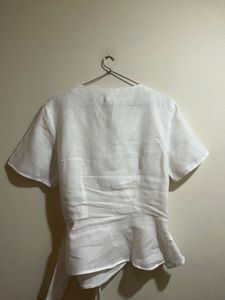 H&amp;M Linen Old Money Wrap top