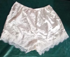 Lace Trim Satin Shorts