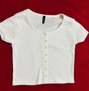 Cute White Button-Up Top