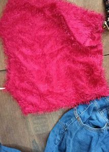 Fuzzy Pink Crop Top
