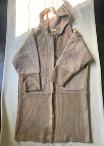 Hooded Faux Suede Coat